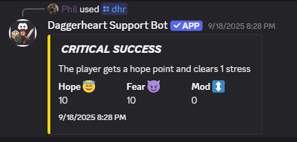 Critical Success roll result